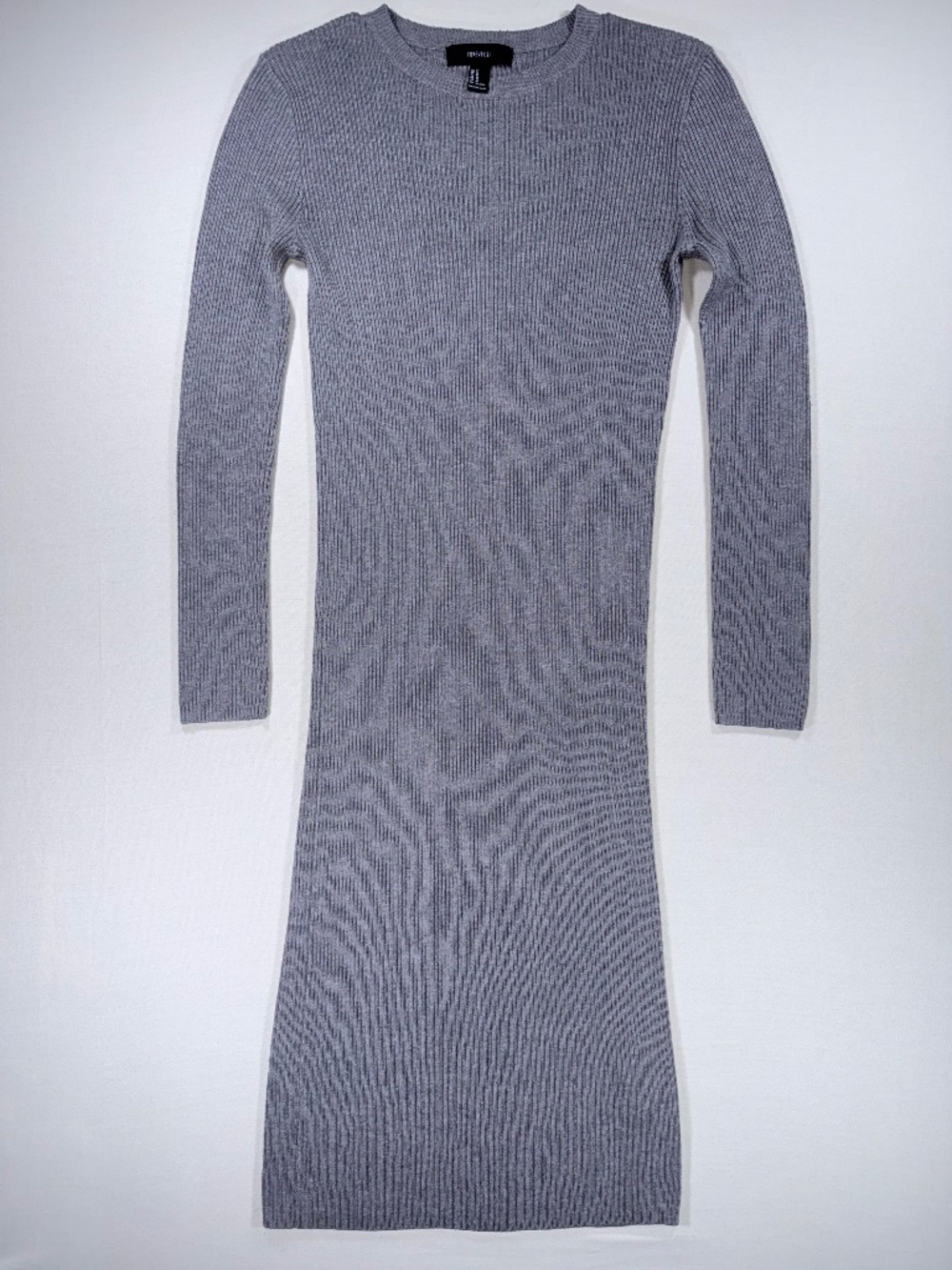 Forever 21 Grey Ribbed Knit Bodycon Midi Sweater Dress Size M
